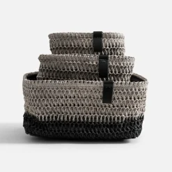 Komplet 3 koszy do przechowywania szaro-czarny