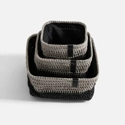 Komplet 3 koszy do przechowywania szaro-czarny