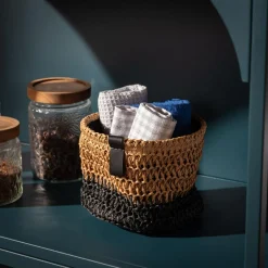 Komplet 3 koszy do przechowywania okrągłe brązowo-czarny