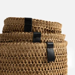 Komplet 3 koszy do przechowywania okrągłe brązowo-czarny