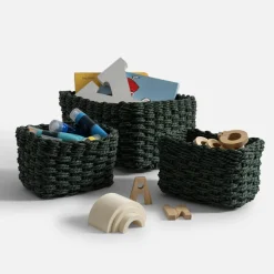 Komplet 3 koszy do przechowywania, zielony