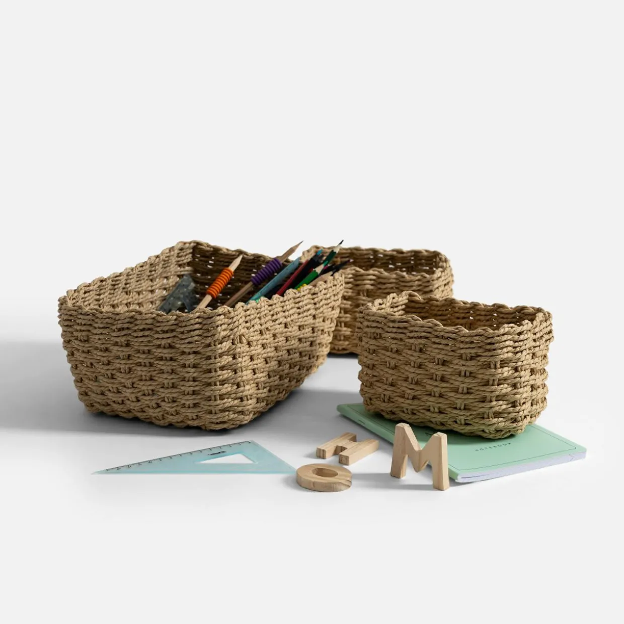 Komplet 3 koszy plecionych do przechowywania