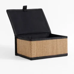 Komplet 3 koszy z pokrywą bambusowe czarne