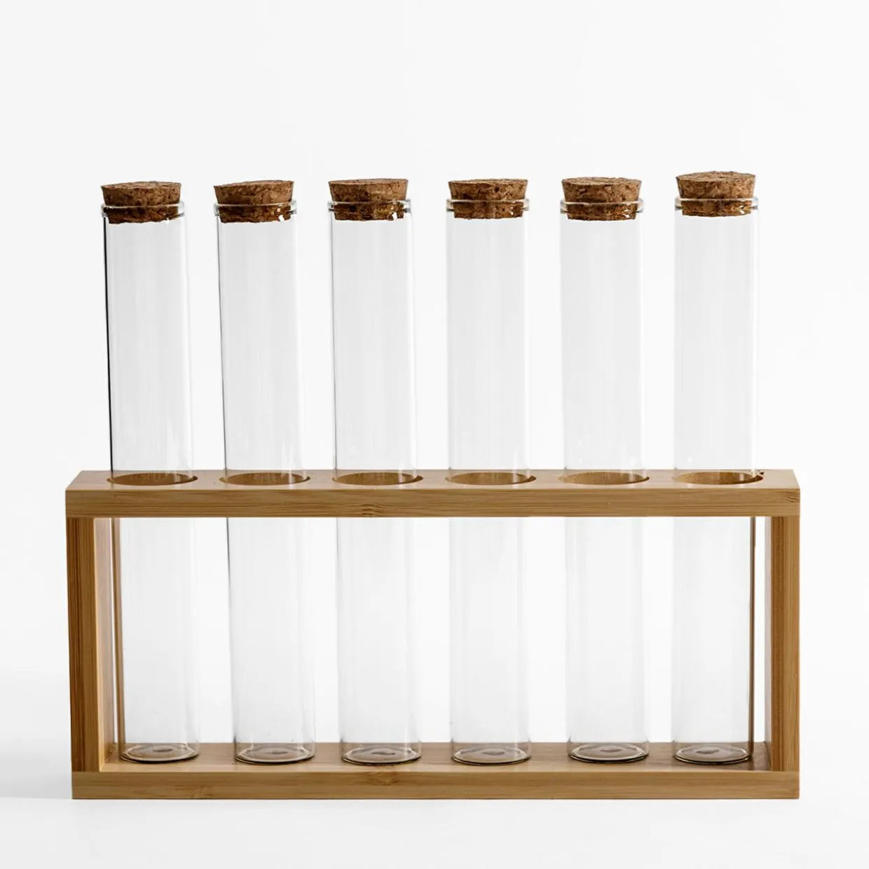 Komplet 6 przyprawników na bambusowym stojaku 110 ml