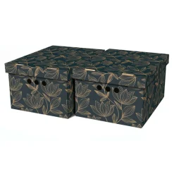 Komplet 2 pudełek do przechowywania ZŁOTE LIŚCIE A4