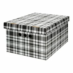 Komplet 2 pudełek tekturowych KRATKA CZARNA
