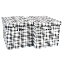 Komplet 2 pudełek tekturowych KRATKA CZARNA XL