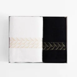 Komplet 2 ręczników biały/czarny GLOW