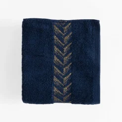 Komplet 2 ręczników biały/granatowy GLOW