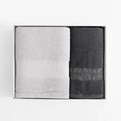Komplet 2 ręczników srebrny/stalowy BLINK