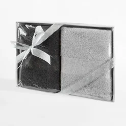 Komplet 2 ręczników srebrny/stalowy BLINK 50x90 cm