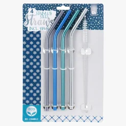 Komplet 4 słomek metalowych MIX