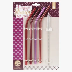 Komplet 4 słomek metalowych MIX