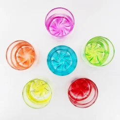 Komplet 6 szklanek z kolorowym dnem