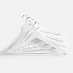 Komplet 4 wieszaków drewnianych białe