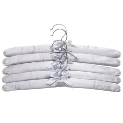 Komplet 5 wieszaków satynowych jasny szary