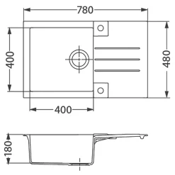 Komplet – zlewozmywak CANTO 130 z baterią GALLA i matą ALLROUND czarny