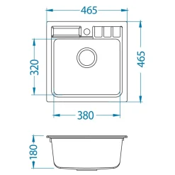 Komplet - zlewozmywak granitowy czarny ASPEN 20 z baterią i matą ociekową