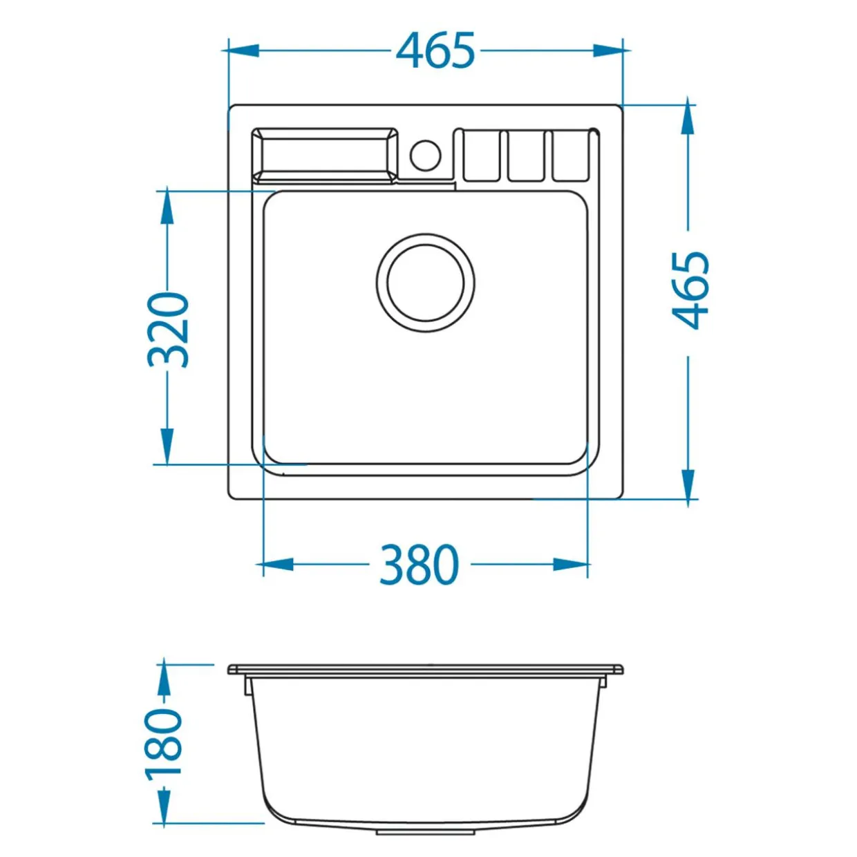 Komplet - zlewozmywak granitowy czarny ASPEN 20 z baterią i matą ociekową