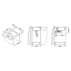 Komplet - zlewozmywak granitowy czarny ASPEN 20 z baterią i matą ociekową