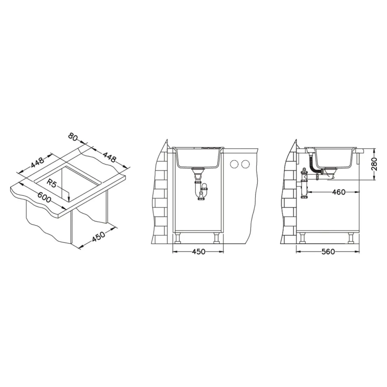 Komplet - zlewozmywak granitowy czarny ASPEN 20 z baterią i matą ociekową
