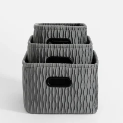 Komplet koszy do przechowywania szary, 3 sztuki
