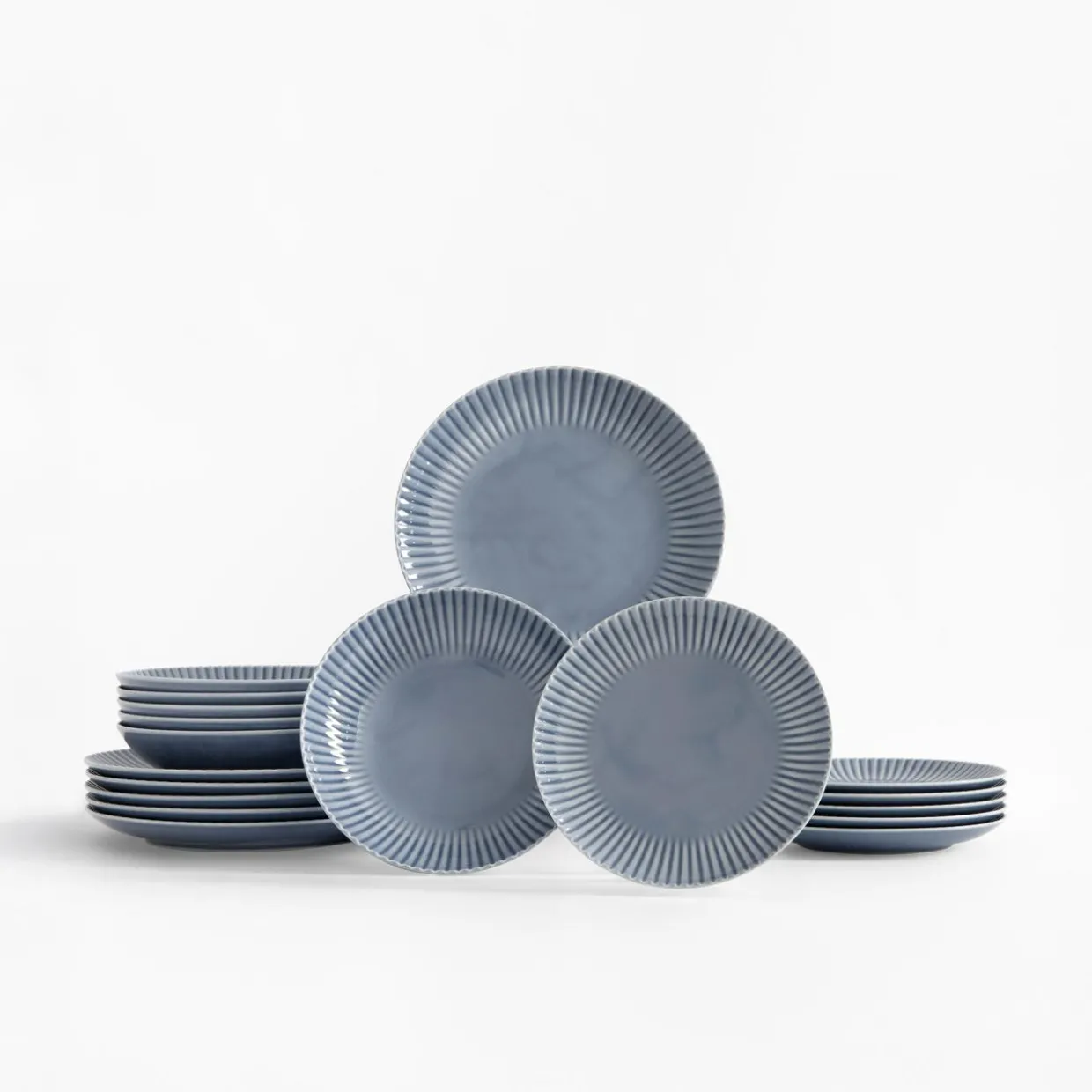 Komplet talerzy szaro-niebieski DAISY SEASIDE 18 el.