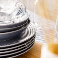 Komplet talerzy szaro-niebieski DAISY SEASIDE 18 el.