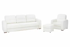 Komplet wypoczynkowy skórzany YUKA nóżki orzech