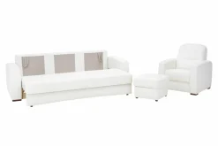 Komplet wypoczynkowy skórzany YUKA nóżki orzech