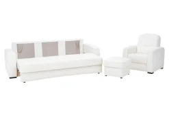 Komplet wypoczynkowy skórzany YUKA nóżki wenge