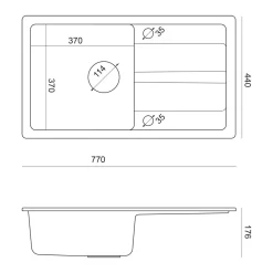 Komplet zlewozmywak QUADRON czarny MAX 77x44 cm z akcesoriami