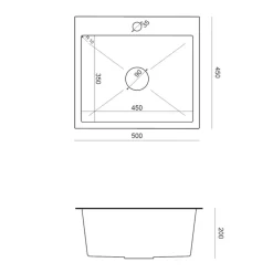 Komplet zlewozmywak QUADRON czarny AVENIR BOX 50X45 cm z baterią