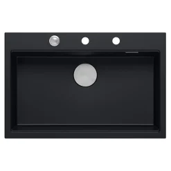 Komplet zlewozmywak QUADRON czarny MASTER BASE 1K 76x50 cm z akcesoriami