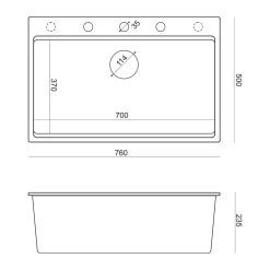Komplet zlewozmywak QUADRON czarny MASTER BASE 1K 76x50 cm z akcesoriami