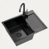 Komplet zlewozmywak QUADRON czarny AVENIR SHORT 60x48 cm z baterią