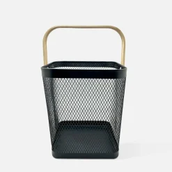 Kosz do przechowywania z uchwytem czarny 22x22x25 cm