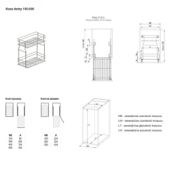 Kosz dolny cargo mini do kuchni metal grafit 15/2 (10/MZMF) INSIDE