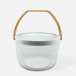 Koszyk metalowy do przechowywania biały 25x17 cm