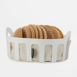 Koszyk na pieczywo z bawełnianym wkładem biały LIVIO