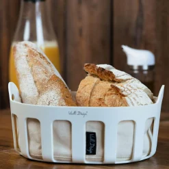 Koszyk na pieczywo z bawełnianym wkładem biały LIVIO