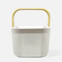 Koszyk z drewnianą rączką biały 24x24x18 cm