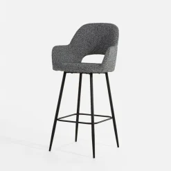 Krzesło barowe tapicerowane szare FILIE