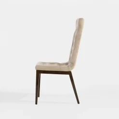 Krzesło welurowe beżowe CAPITONE VOLARE