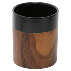 Kubek łazienkowy ceramiczny czarno-brązowy