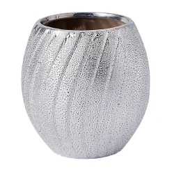 Kubek łazienkowy na szczoteczki ceramiczny srebrny 8,5 cm