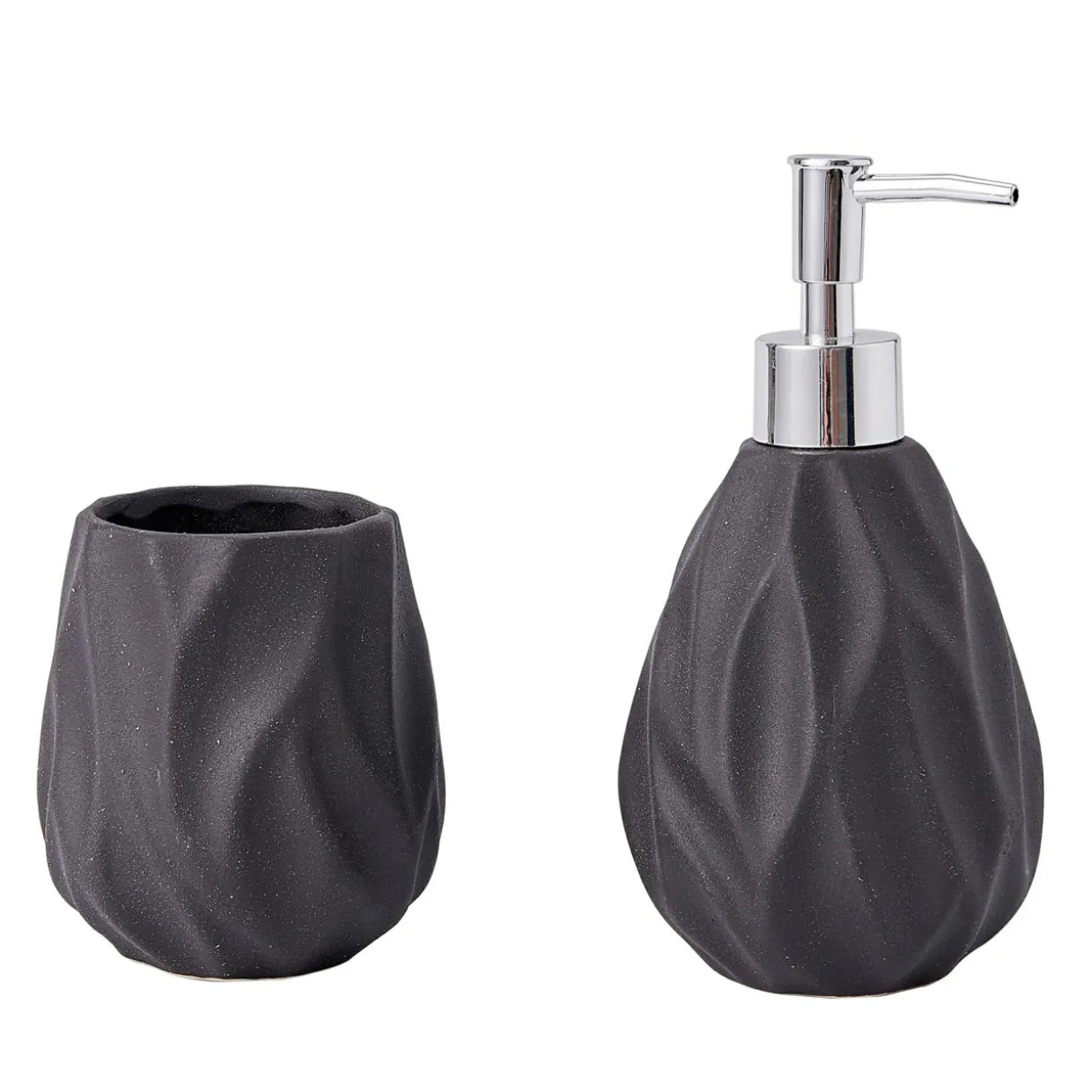 Kubek łazienkowy z ceramiki czarny łezka 10 cm