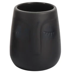 Kubek łazienkowy z twarzą na szczoteczki czarny 10 cm