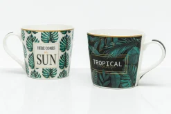 Kubek z porcelany w tropikalne liście 380 ml
