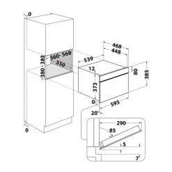 Kuchenka mikrofalowa do zabudowy srebrno-czarna WHIRLPOOL WMD44MX
